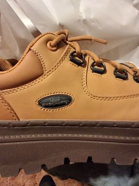 Skechers Unisex Tan/Brown Lace-Up Work Shoes With Composite Toe